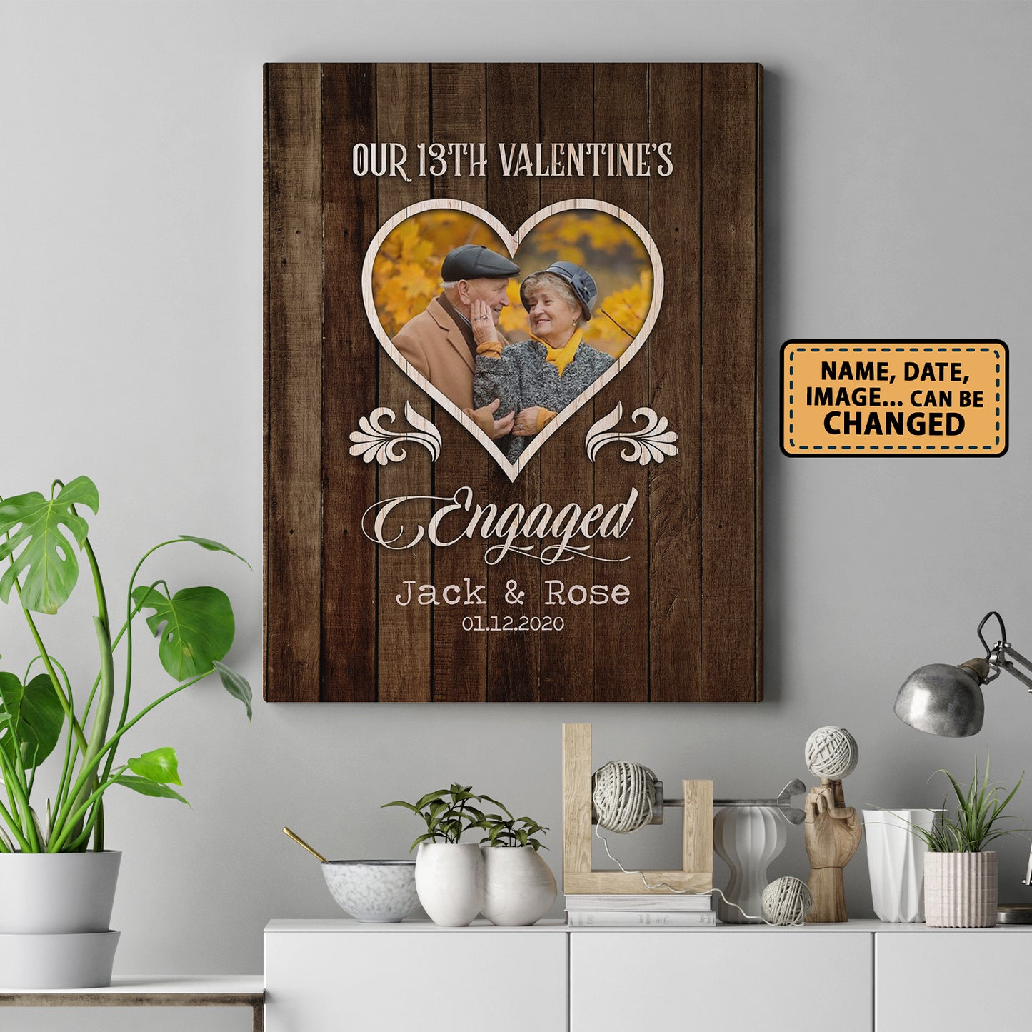 Our 13th Valentine’s Day Engaged Custom Image Anniversary Canvas