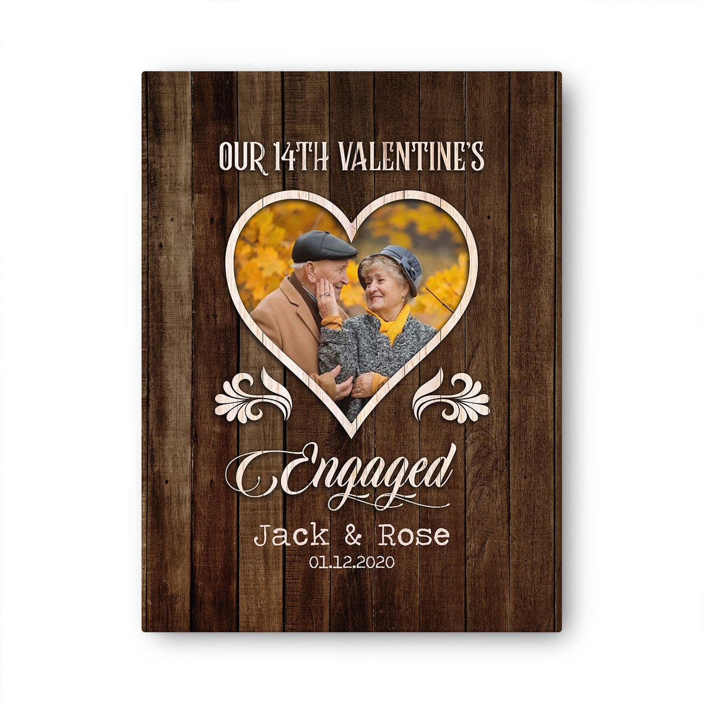 Our 14th Valentine’s Day Engaged Custom Image Anniversary Canvas