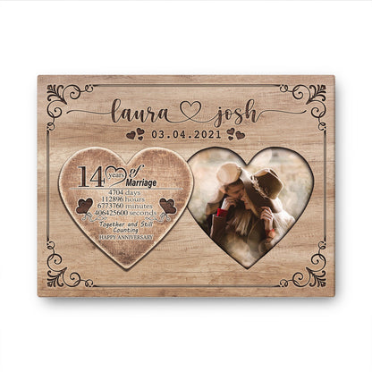 Happy 14th Anniversary First Year Of Marriage Anniversary Canvas