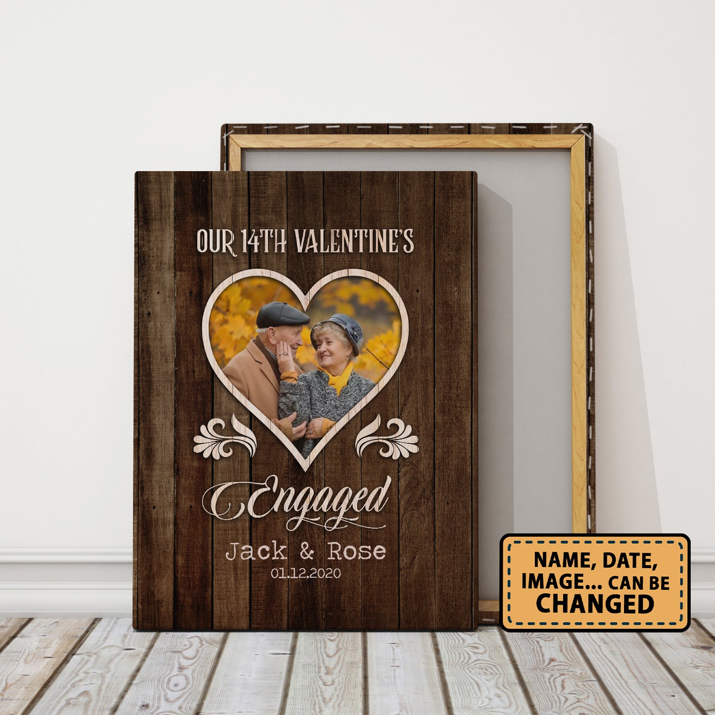 Our 14th Valentine’s Day Engaged Custom Image Anniversary Canvas