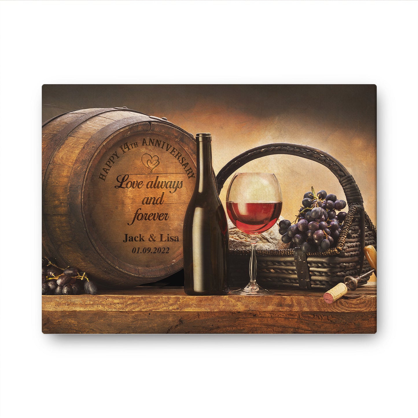 Happy 14th Anniversary Barrel Anniversary Canvas