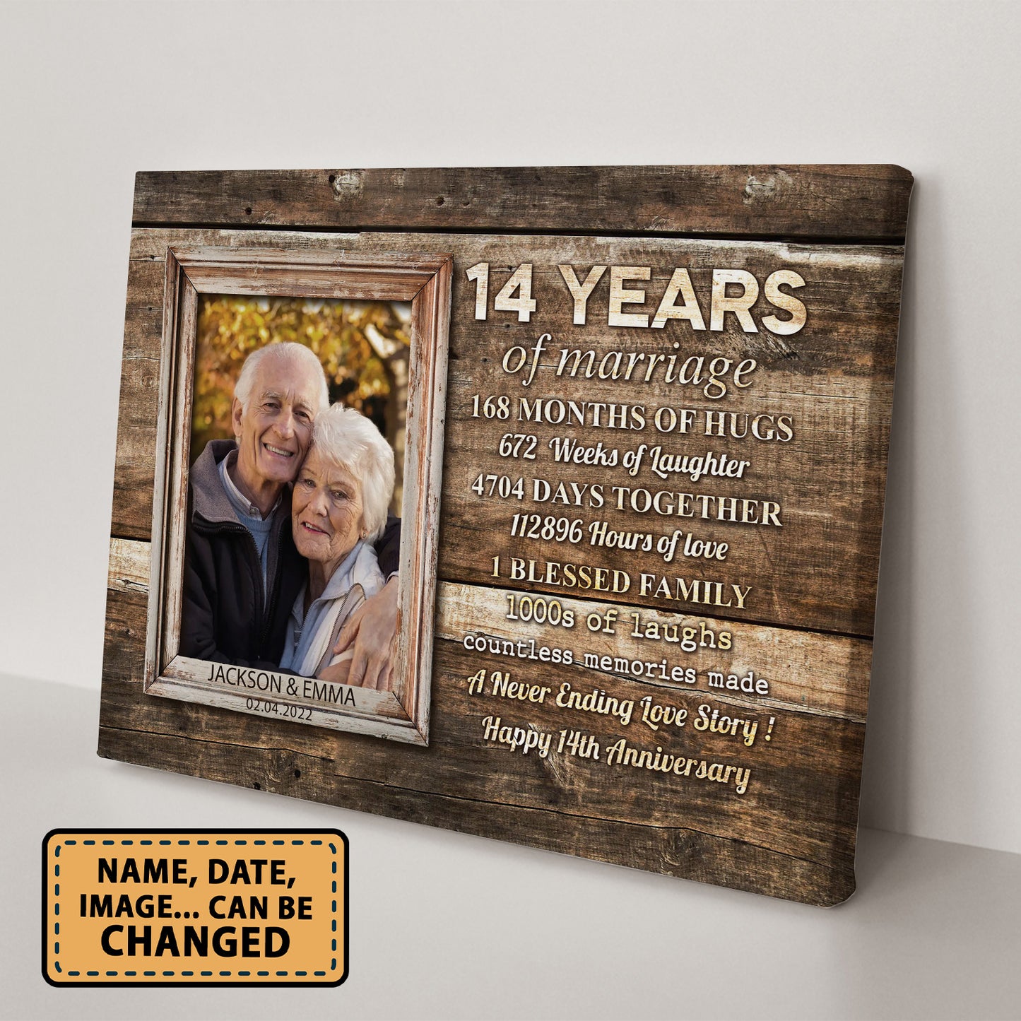 14 Years Of Marriage Custom Image Anniversary Canvas