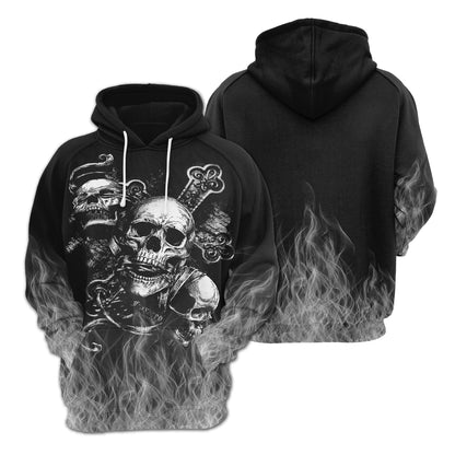 Skull Black Smoke T214 - All Over Print Unisex Hoodie