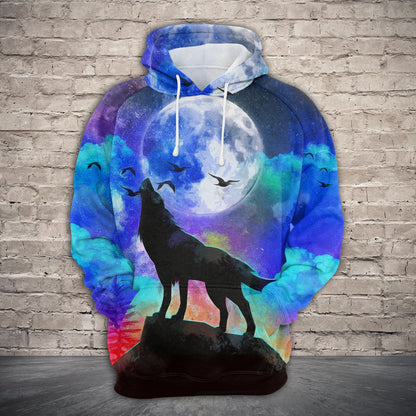 Amazing wolf at night H22402 - All Over Print Unisex Hoodie