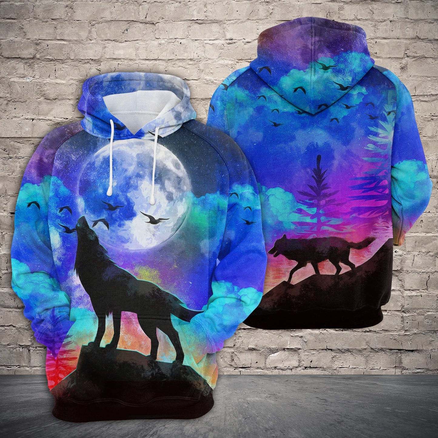 Amazing wolf at night H22402 - All Over Print Unisex Hoodie