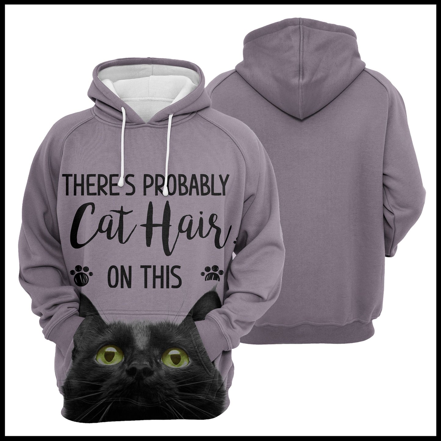 Black Cat Hair T224 - All Over Print Unisex Hoodie