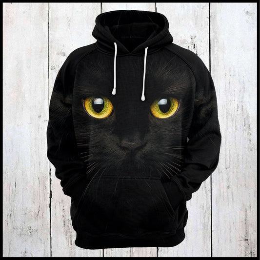 Black Cat Face U224 - All Over Print Unisex Hoodie
