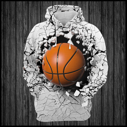 Basketball Breaking Through Wall U224 - All Over Print Unisex Hoodie
