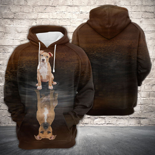 Cute American Pit Bull Terrier Reflection H22417 - All Over Print Unisex Hoodie