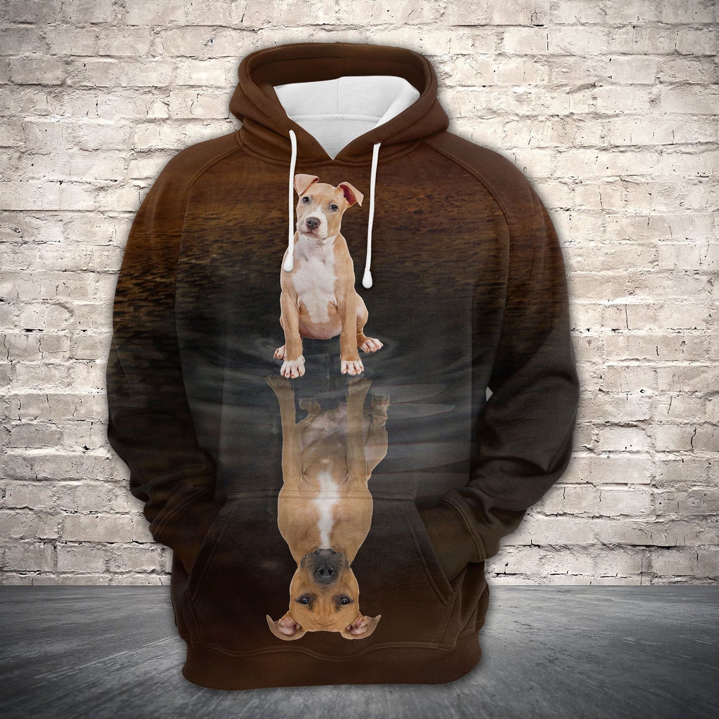 Cute American Pit Bull Terrier Reflection H22417 - All Over Print Unisex Hoodie