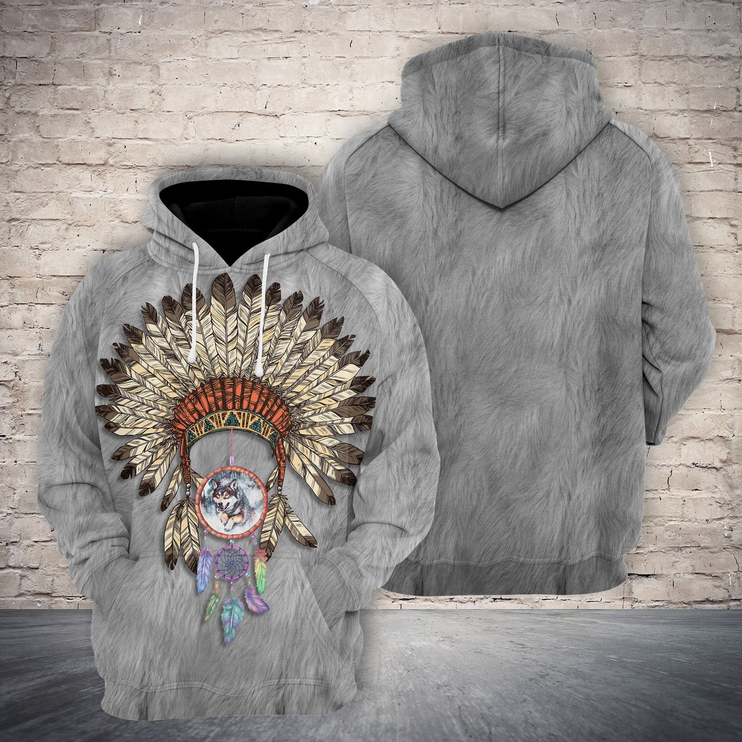 Native American 3D Wolf G522 - All Over Print Unisex Hoodie
