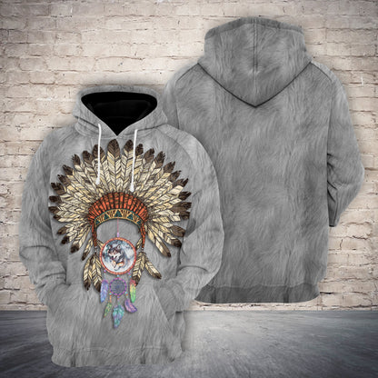 Native American 3D Wolf G522 - All Over Print Unisex Hoodie