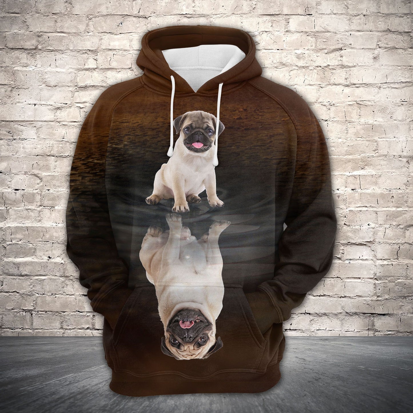 Cute Pug Reflection H22423 - All Over Print Unisex Hoodie
