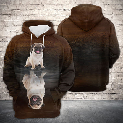 Cute Pug Reflection H22423 - All Over Print Unisex Hoodie