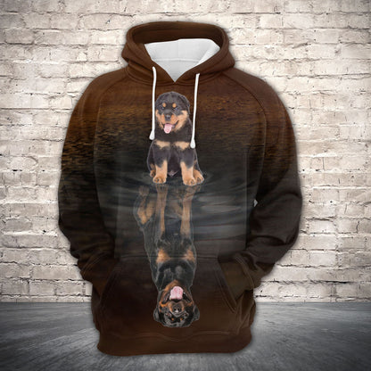 Cute Rottweiler Reflection H22424 - All Over Print Unisex Hoodie