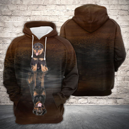 Cute Rottweiler Reflection H22424 - All Over Print Unisex Hoodie