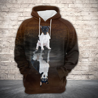 Cute Rat Terrier Reflection Dog H22429 - All Over Print Unisex Hoodie