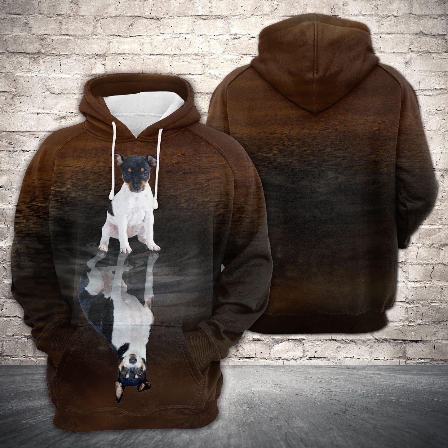 Cute Rat Terrier Reflection Dog H22429 - All Over Print Unisex Hoodie