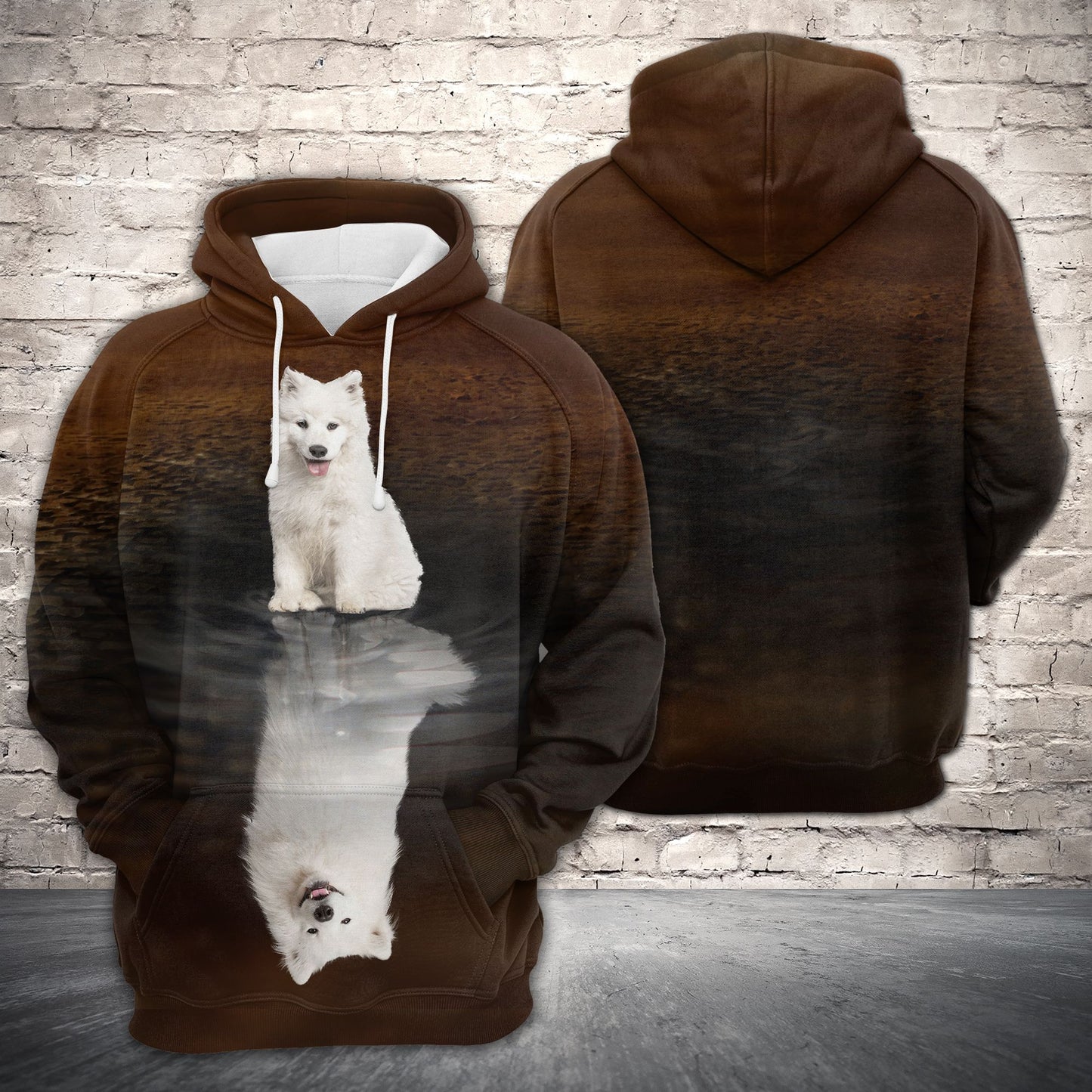 Cute Samoyed Reflection Dog H22430 - All Over Print Unisex Hoodie