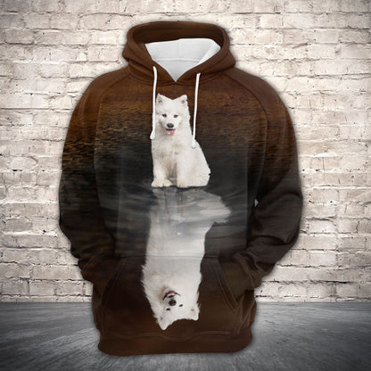 Cute Samoyed Reflection Dog H22430 - All Over Print Unisex Hoodie