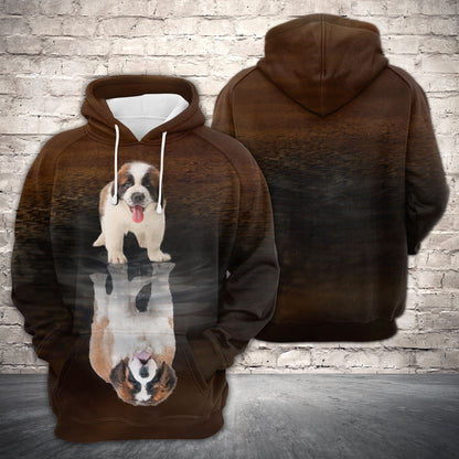 Cute Saint Bernard Reflection Dog H22433 - All Over Print Unisex Hoodie