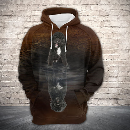 Cute Portuguese Water Dog Reflection Dog H22436 - All Over Print Unisex Hoodie