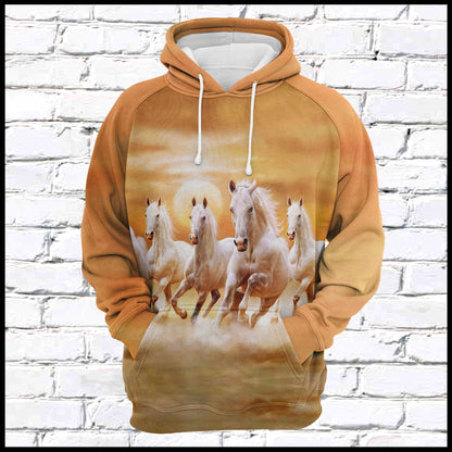 Awesome White Horses G525 - All Over Print Unisex Hoodie
