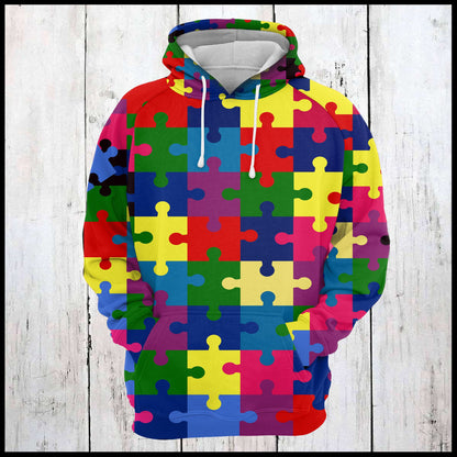 Colorful Puzzles Awareness Autism D274 - All Over Print Unisex Hoodie