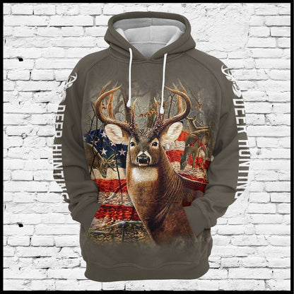 US Flag Deer Hunting G527 unisex womens & mens, couples matching, friends, funny family sublimation 3D hoodie christmas holiday gifts (plus size available)