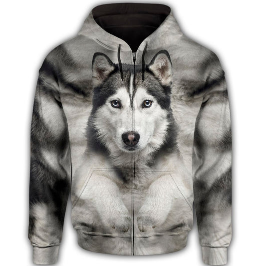 Siberian Husky Cute Face Dog T284 - All Over Print Zip Hoodie