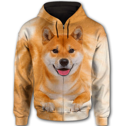 Shiba Inu Cute Face Dog T284 - All Over Print Zip Hoodie