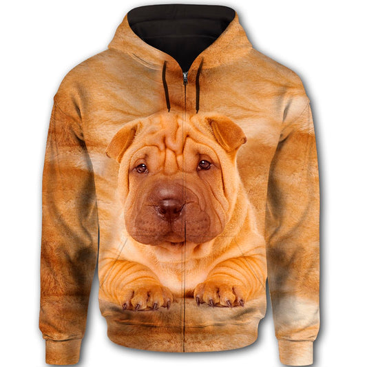 Shar Pei Cute Face Dog T284 - All Over Print Zip Hoodie