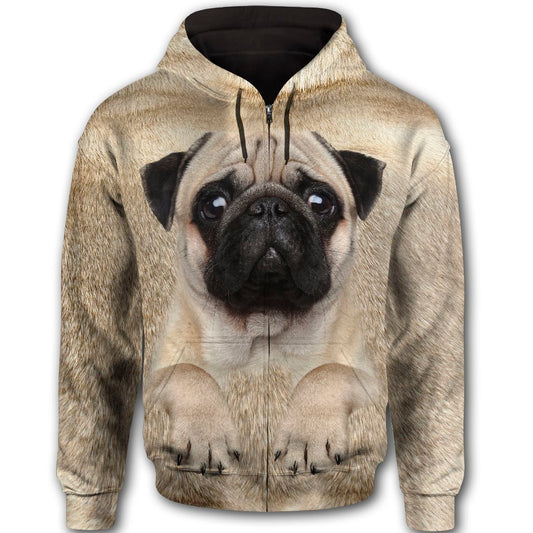 Pug Cute Face Dog T284 - All Over Print Zip Hoodie
