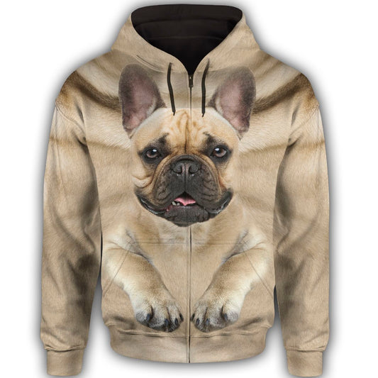 French Bulldog Cute Dog Face T284 - All Over Print Zip Hoodie