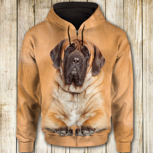English Mastiff Cute Dog Face T284 - All Over Print Zip Hoodie