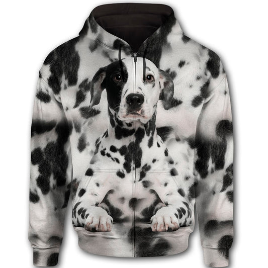 Dalmatian Cute Dog Face T284 - All Over Print Zip Hoodie