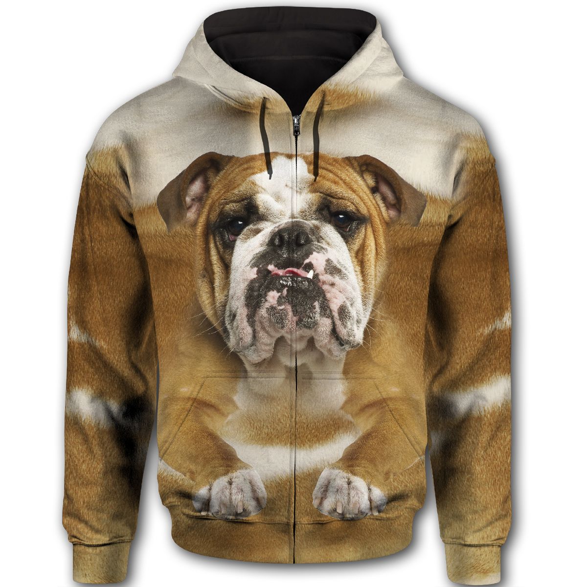 Bulldog Cute Dog Face T284 - All Over Print Zip Hoodie