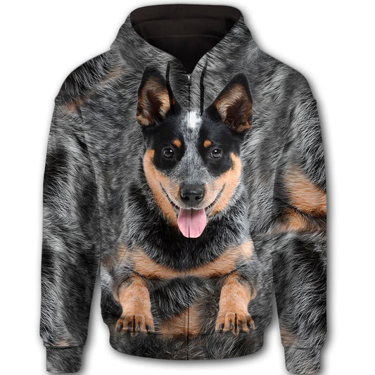 Australian Cattle Cute Dog Face T284 - All Over Print Zip Hoodie