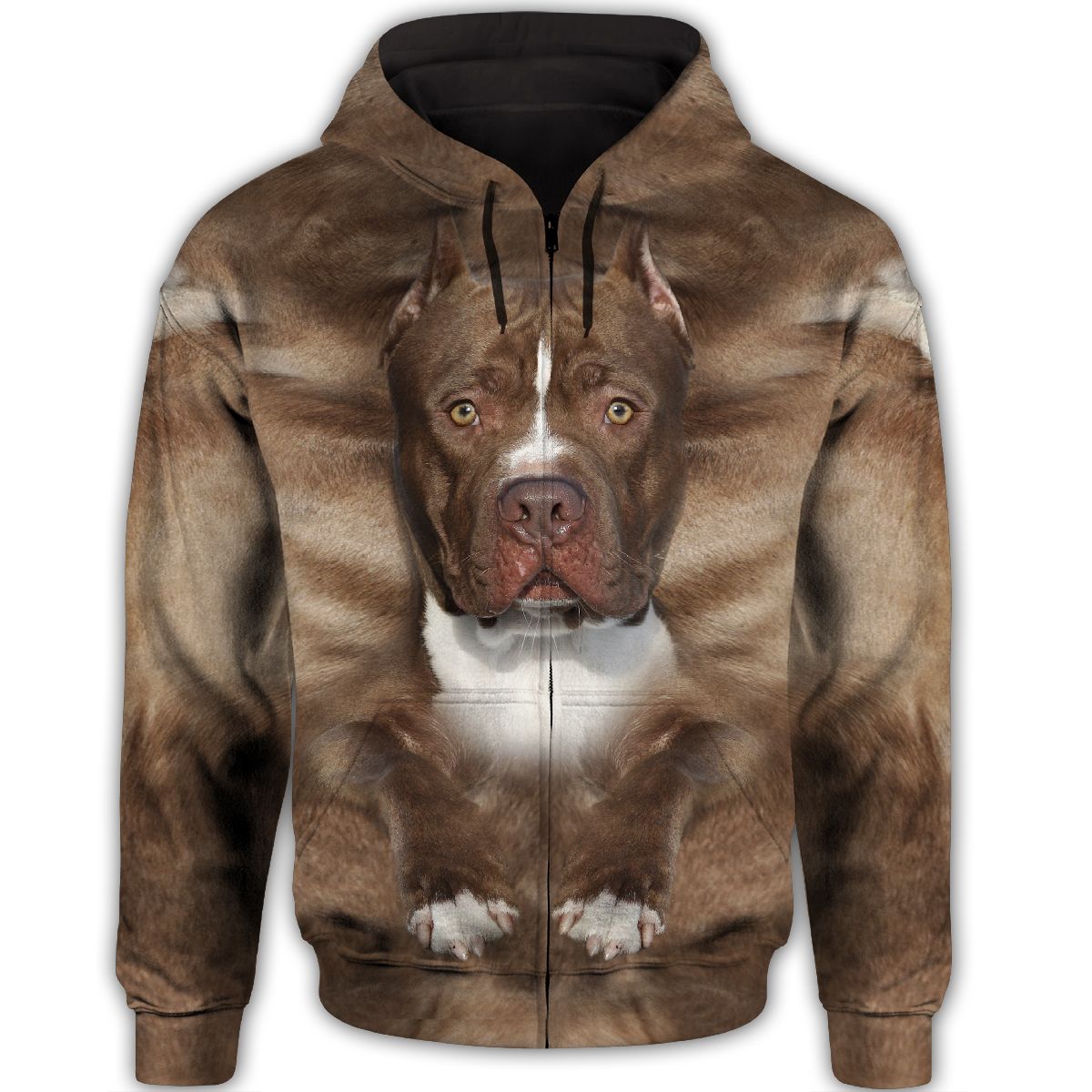 American Pitbull Terrier Cute Dog Face T284 - All Over Print Zip Hoodie