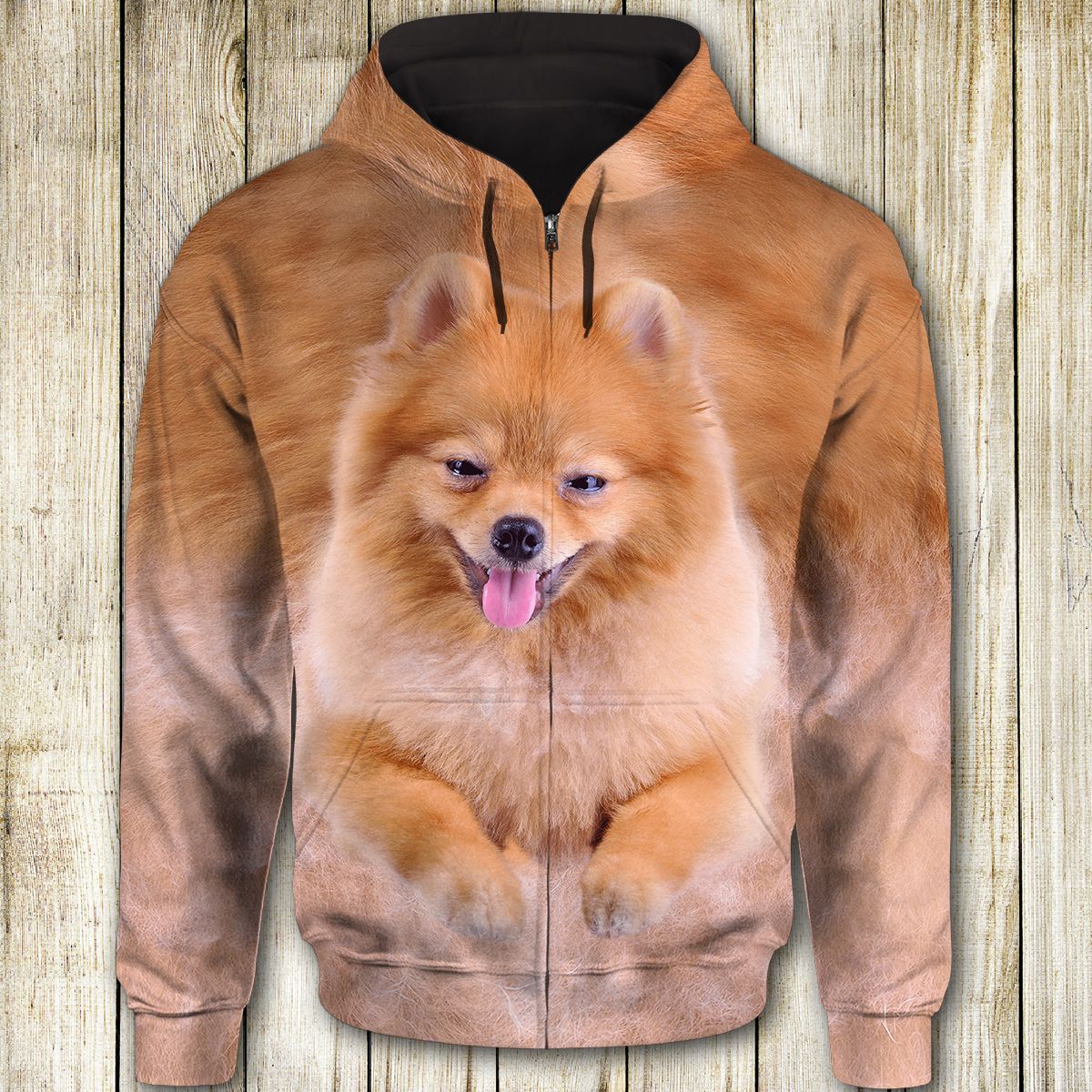 Pomeranian Cute Dog Face T284 - All Over Print Zip Hoodie