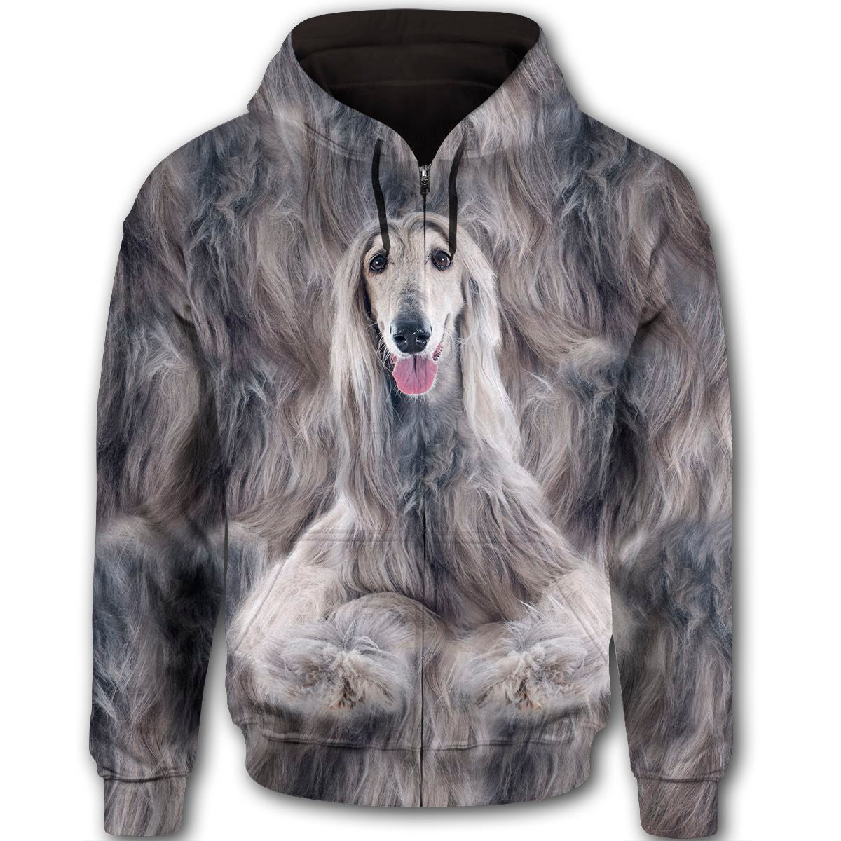 Afghan Hound Cute Dog Face T294 - All Over Print Zip Hoodie