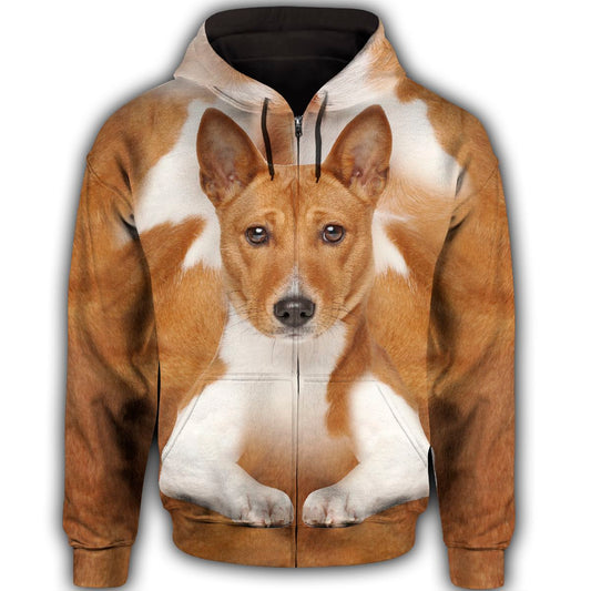 Basenji Cute Dog Face T294 - All Over Print Zip Hoodie