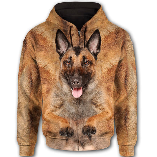 Belgian Malinois Cute Dog Face T294 - All Over Print Zip Hoodie