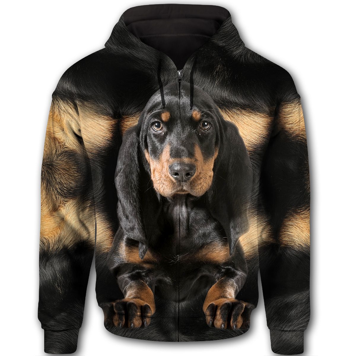 Black And Tan Coonhound Cute Dog Face T294 - All Over Print Zip Hoodie unisex womens & mens, couples matching, friends, funny family zip hoodie gifts (plus size available)