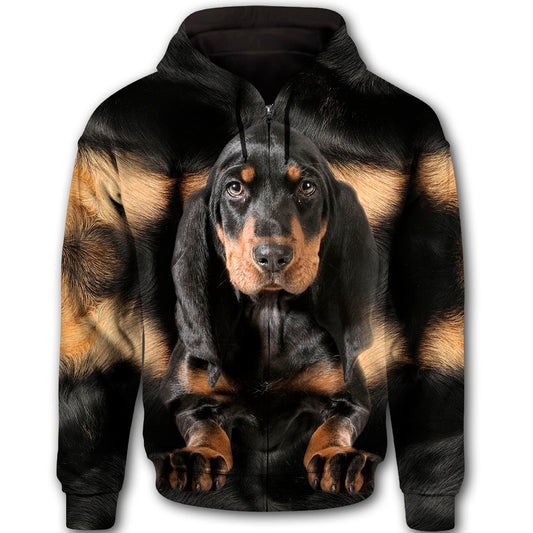 Black And Tan Coonhound Cute Dog Face T294 - All Over Print Zip Hoodie unisex womens & mens, couples matching, friends, funny family zip hoodie gifts (plus size available)