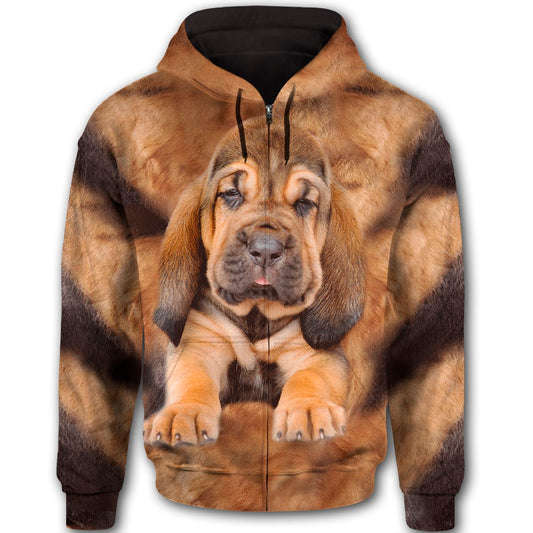 Bloodhound Cute Dog Face T294 - All Over Print Zip Hoodie