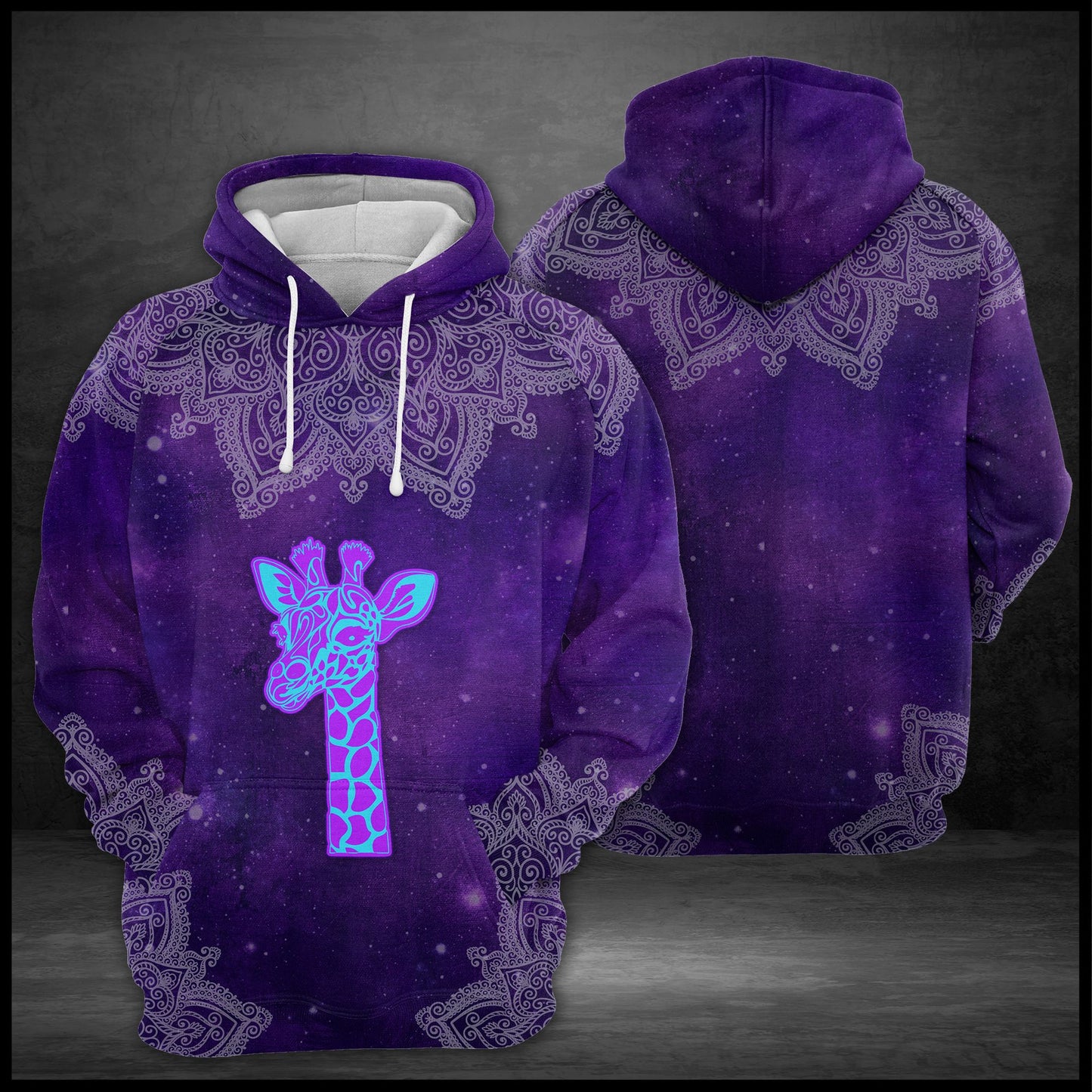 Purple Giraffe Mandala G520 - All Over Print Unisex Hoodie