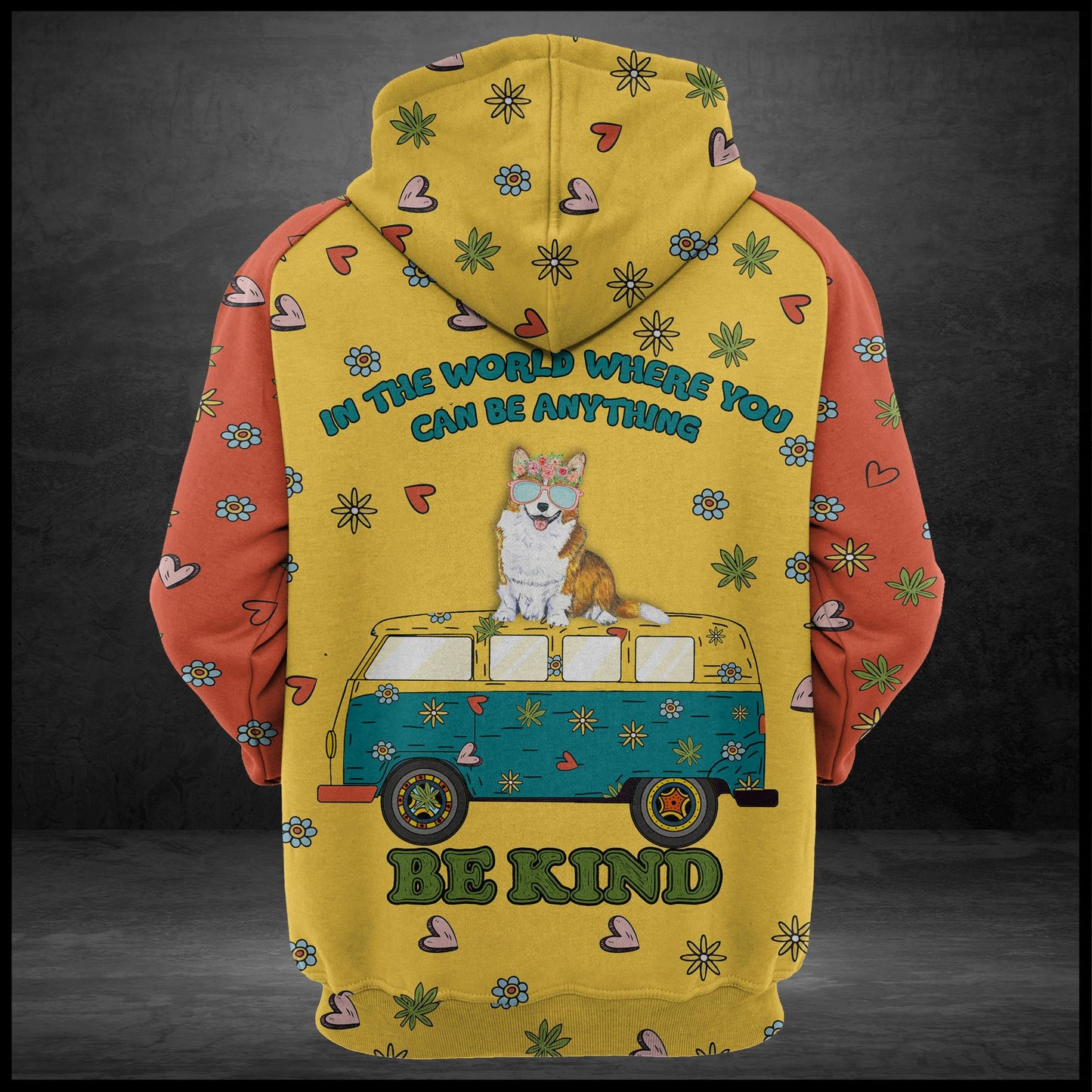 Be Kind Hippie Corgi G527 - All Over Print Unisex Hoodie