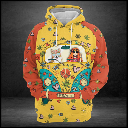 Be Kind Hippie Corgi G527 - All Over Print Unisex Hoodie