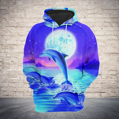 Lovely Dolphin Night G5612 - All Over Print Unisex Hoodie